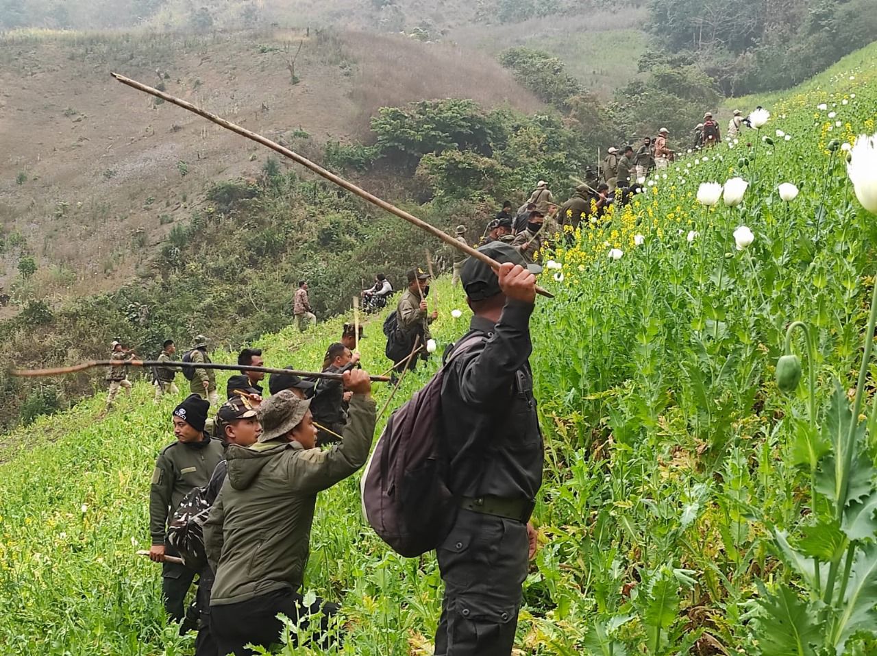 Mob damage police vehicles in Kangpokpi district during anti-poppy  plantation drive