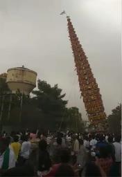 One dead, another injured as 100-feet chariot falls during festival in Bengaluru rural